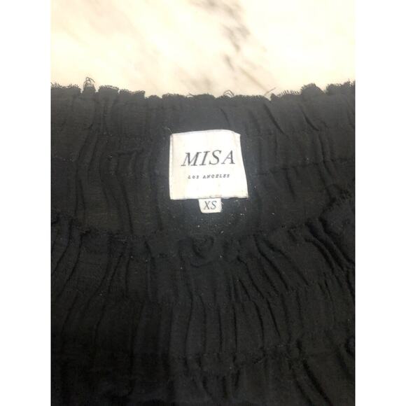 Revolve • MISA Los Angeles • Black Off The Shoulder Boho Mini Dress • SZ XS - Picture 3 of 7